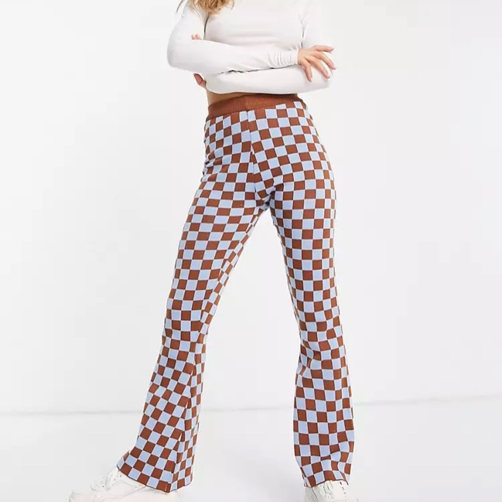 Daisy Street-Relaxed Flares Checkerboard Knit-Women's Size: 6 (XS)-NEW!!
